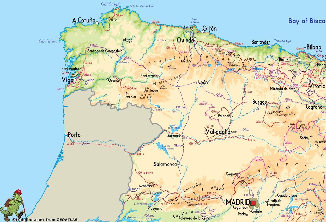 Karte von Nord-west-Spanien - Karte von Nord-west-Spanien-Küste (Süd