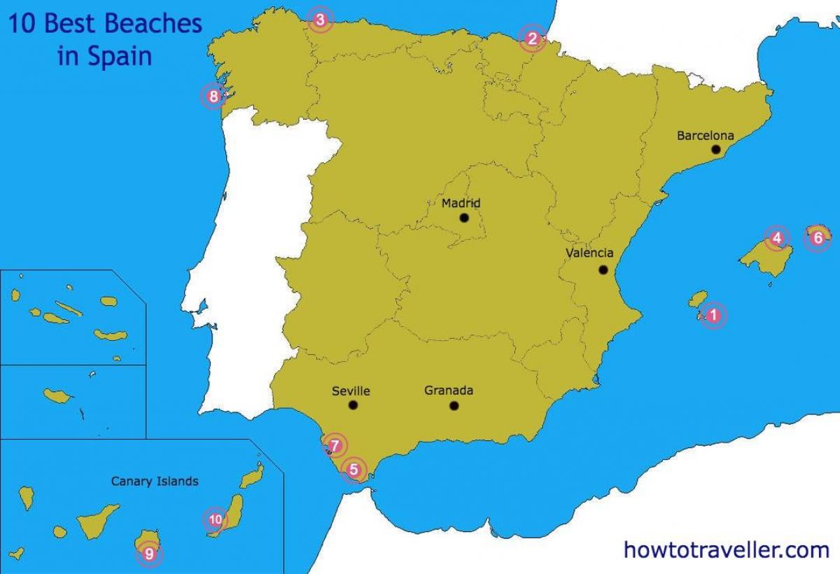 Karte der besten Strände in Spanien