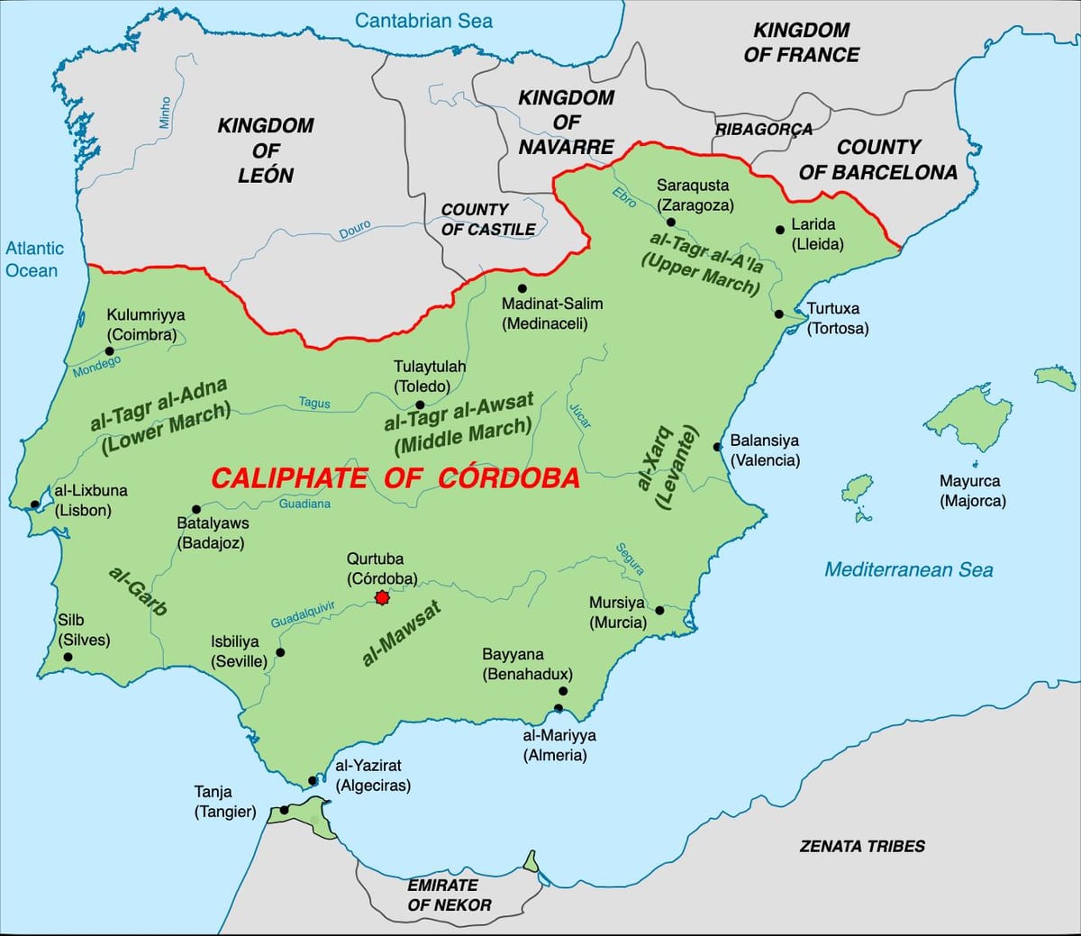 Karte von Spanien muslim