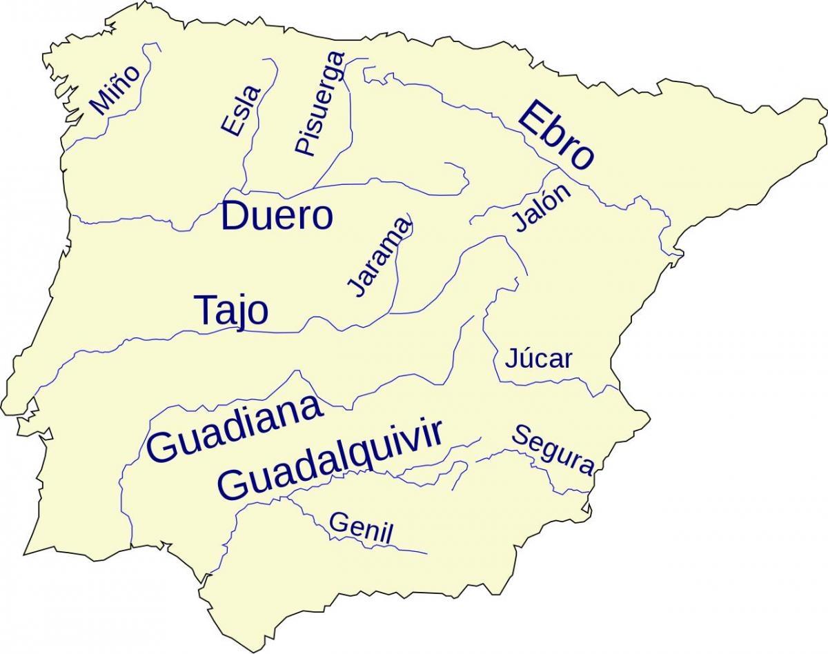 Flüsse in Spanien Landkarte - Spanien river Karte (Europa Süd - Europa)