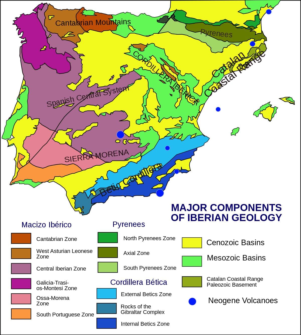 geologische Karte von Spanien