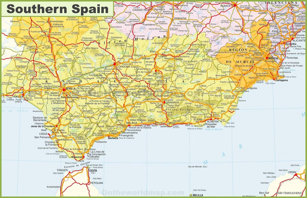 detaillierte Karte von Süd-Spanien