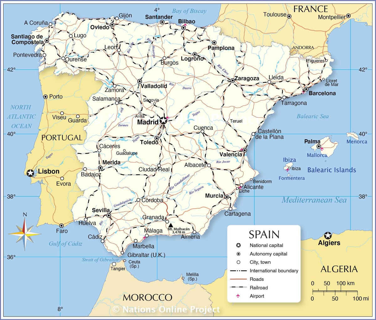 die Karte zeigt Spanien
