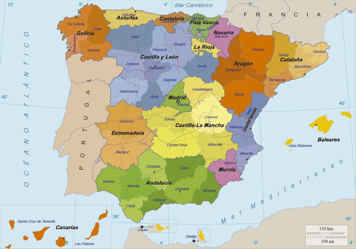 Karte von Spanien und seine Inseln