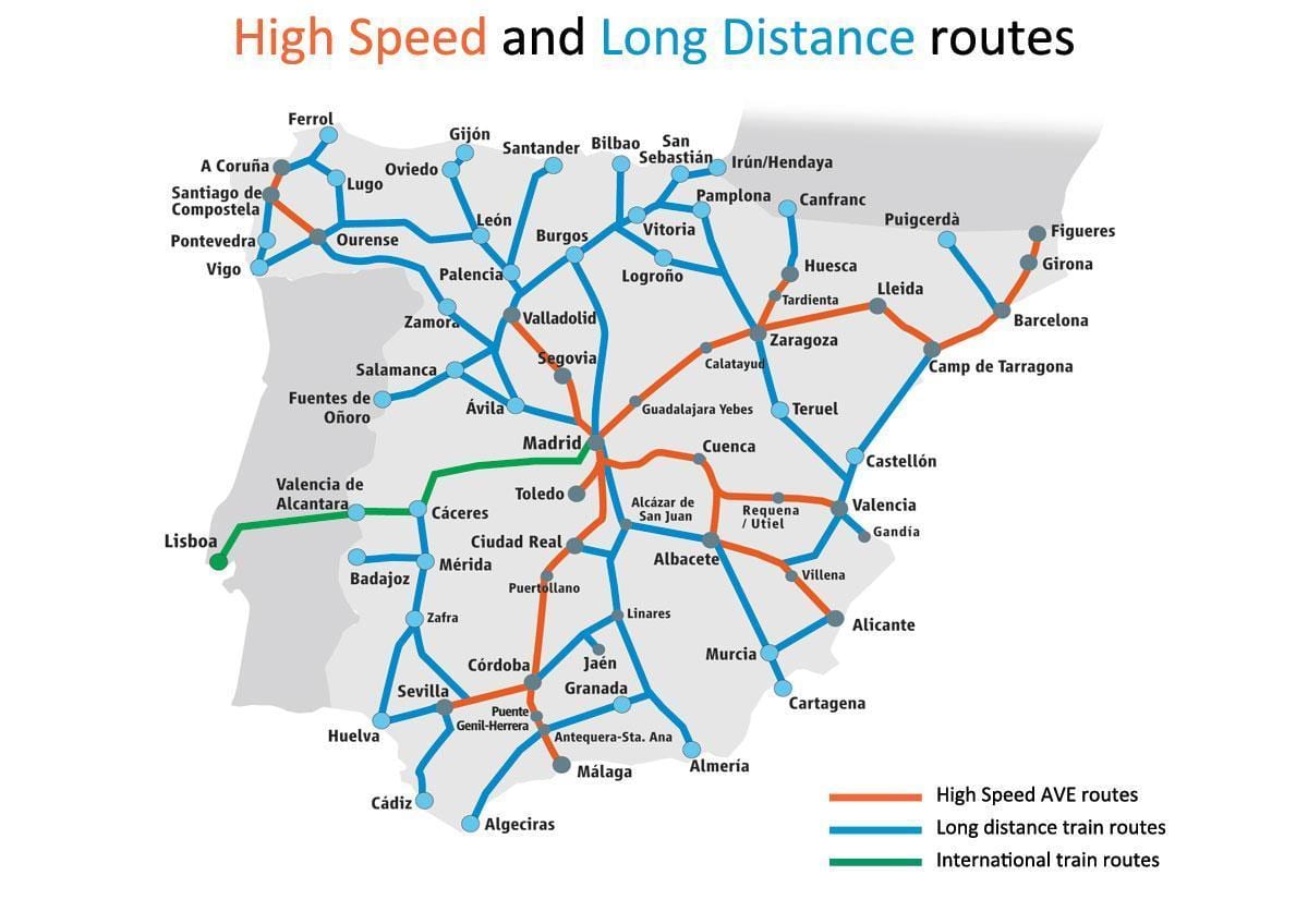 Spanien high-speed-Zug-Karte