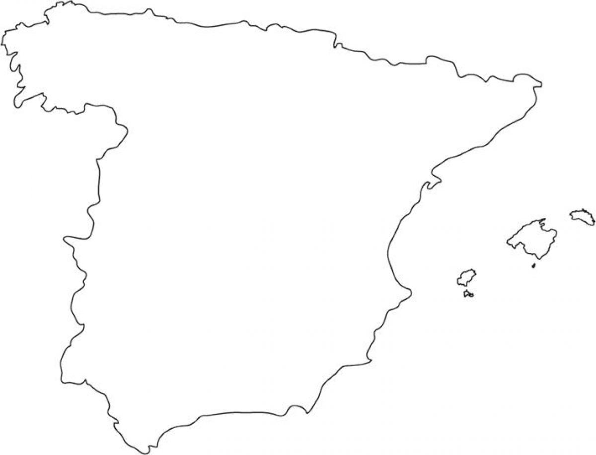 Spanien, Karte, Umriss -, Umriss-Karte von Spanien mit den Städten