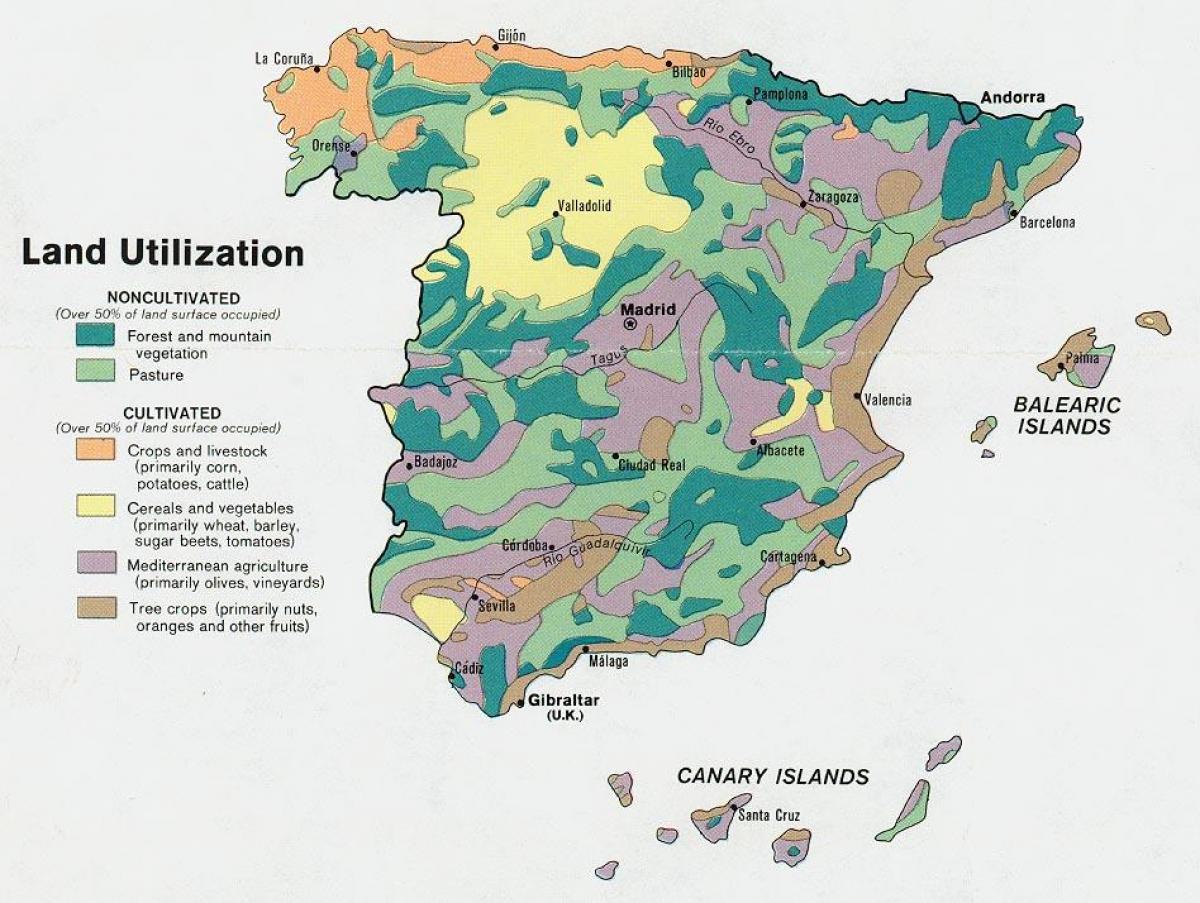 Spanien Landwirtschaft Map Karte Von Spanien Landwirtschaft Europa Sud Europa