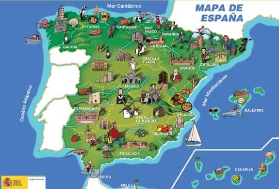 Karte von Spanien Denkmäler