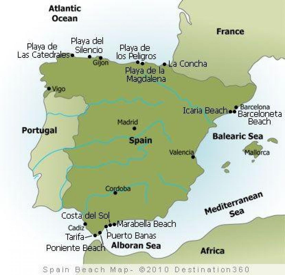 Karte von Spanien Strände