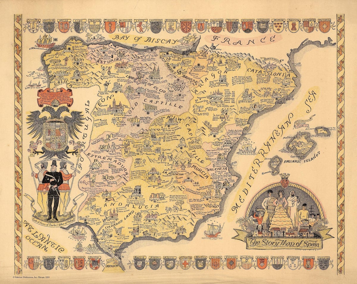 vintage Karte, Spanien