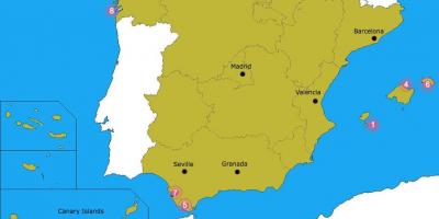 Karte der besten Strände in Spanien