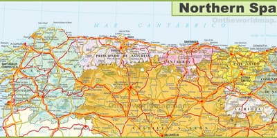 Karte von Nord-Spanien mit Städten