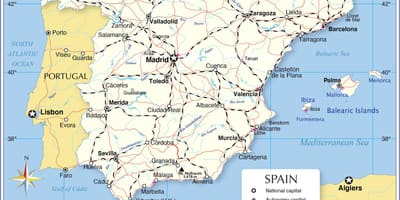Die Karte zeigt Spanien