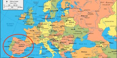 Karte von Spanien und Europa