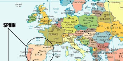 Landkarte mit Spanien