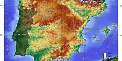 Karte von Spanien elevation