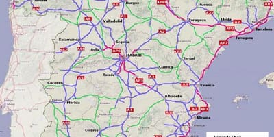 Karte von Spanien Autobahn