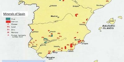 Karte von Spanien die natürlichen Ressourcen